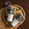 Personalized Floral Travel Mug With a Handle, Custom Name Flower Lover Mug, Personalized Mug Gift, Boho Drinkware, Botanical Mug Design, Artistic Coffee Cup, Nature Travel Tumbler - FloralFinds